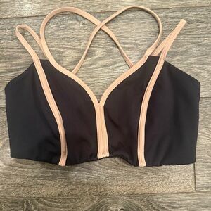 Elegant Black and Tan Sports Bra